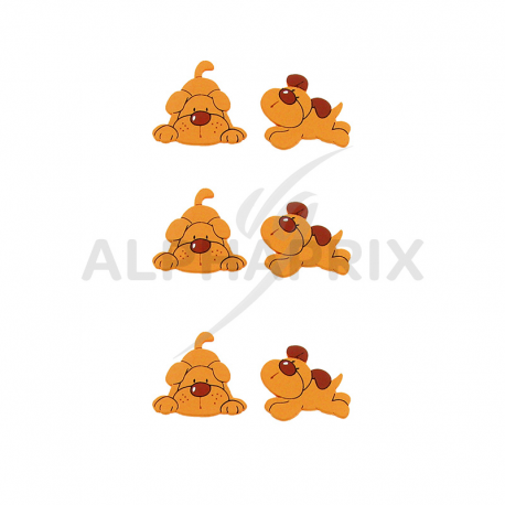 Stickers autocollants CHIEN par plaque de 6