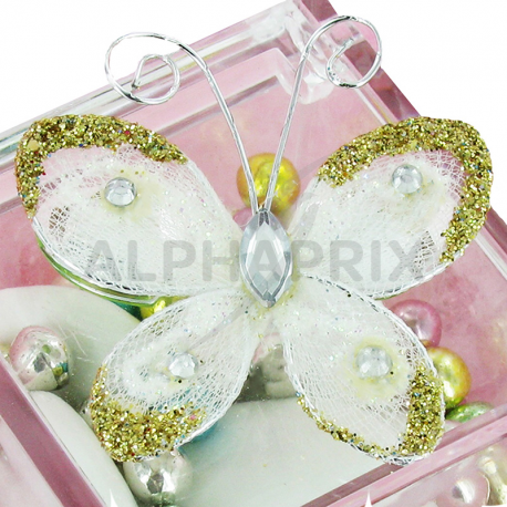 Papillons autocollants BLANC par 4