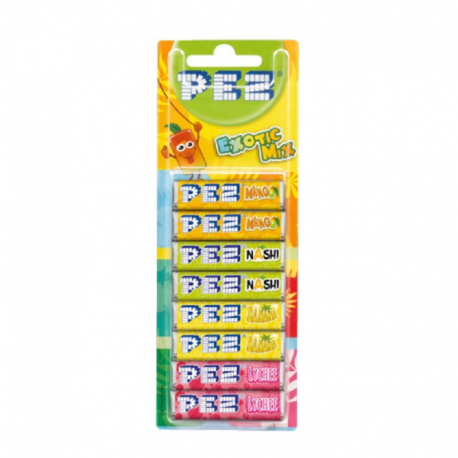 Pez blister de 8 recharges exotic mix