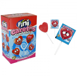 Sucettes Caretos fraises forme coeurs - boîte de 170