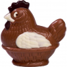 Moulages Poules sur panier lait coloré 120g - 12cm