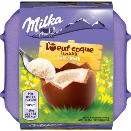 ~Milka 4 oeufs à la coque chocolat au lait - 136g