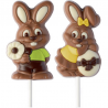 ~Sucettes chocolat décorées Lapins "Couple Bunny" 25g en Display