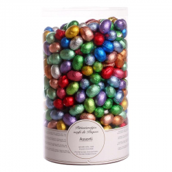 ~Oeufs alu chocolats assortis lait, blanc et noirs en tubo kg