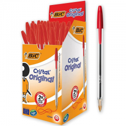 Bic cristal pointe moyenne rouge (boîte de 50)