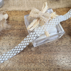 Bobine de ruban de perles blanc nacré 13mm x 3m