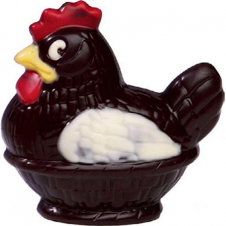 ~Moulages Poules sur panier noir coloré 120g - 12cm