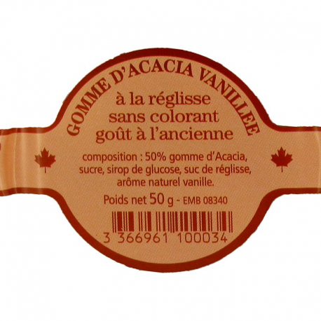 Gomme d'acacia vanillée 45g à la réglisse