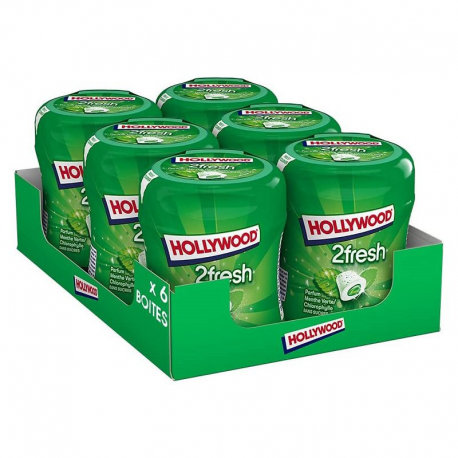 Bottle 40 dragées 2fresh menthe verte s/sucres Hollywood