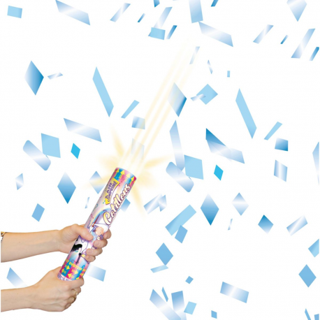 Canon lance confettis 30 cm bleu