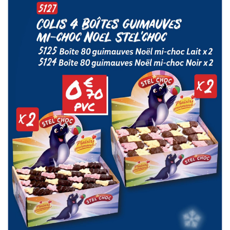 Achat Guimauves de Noël au chocolat - Lot de 10 en gros