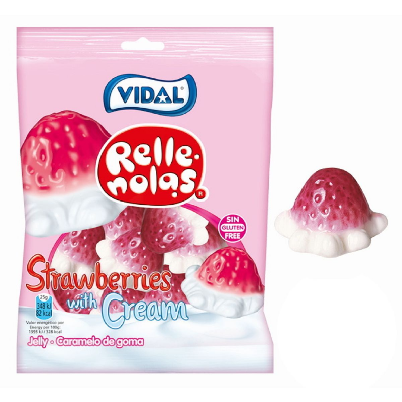 Sachet 85g fraises fourrées crème Vidal