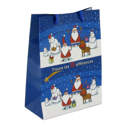 Sac cordon papier Noël 22.5x19x10cm "10 différences"