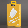 Chargeur secteur USB + cable Type C blanc 2.4A