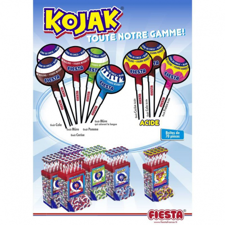 Sucettes Kojak gum Mûres Fiesta - boîte de 100