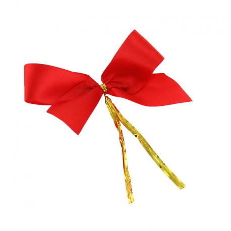 ~Noeud tissu attache sachet rouge 95x25x50mm