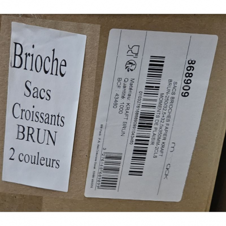 Sacs brioches (250/70 x350 mm) x 1000