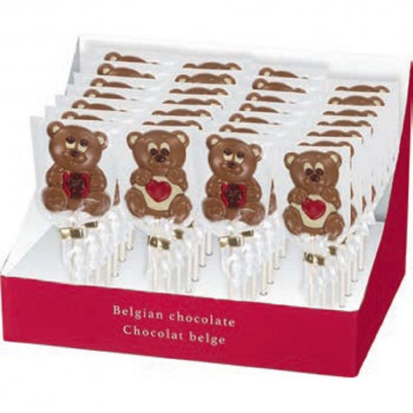 ~Sucettes chocolat ourson Sweety et Teddy sous cello 35g