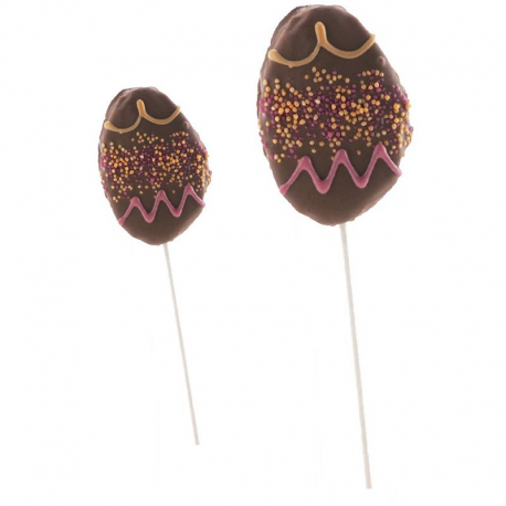 ~Sucettes oeuf décoré chocolat au lait 25g en Display
