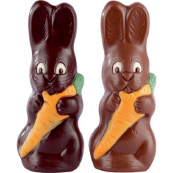~Assortiment Lapins carotte Lait et Noir (fermés) 60g - 13 cm