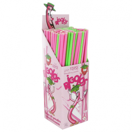Tubes poudre Rigolos fraise (28cm) par 120