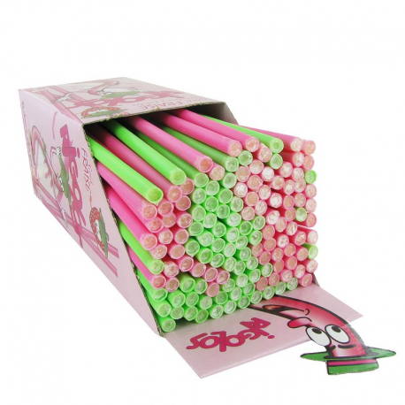 Tubes poudre Rigolos fraise (28cm) par 120