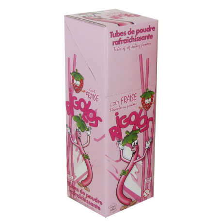 Tubes poudre Rigolos fraise (28cm) par 120