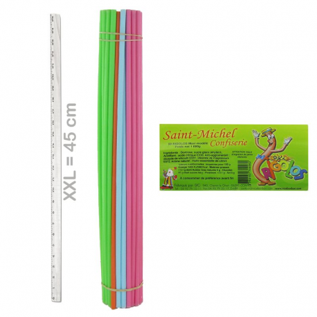 Rigolos Maxi citron - 50 tubes poudre (45cm)