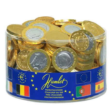 Pièces euros chocolat lait GM - tubo de 1kg