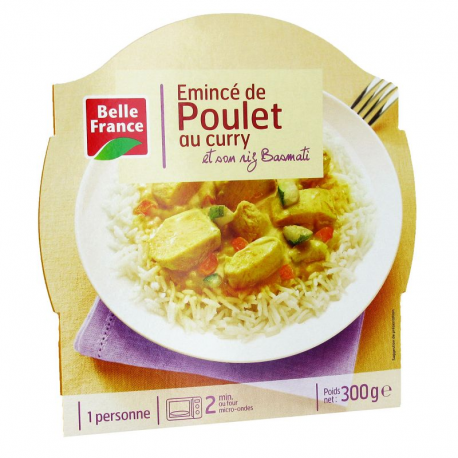 Barquette Emincé de Poulet au curry et son riz 300g Belle France