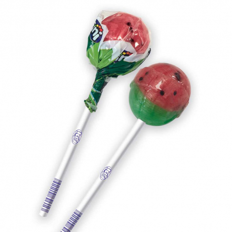 Sucettes Fini pop Pastèque avec pépites tubo de 100
