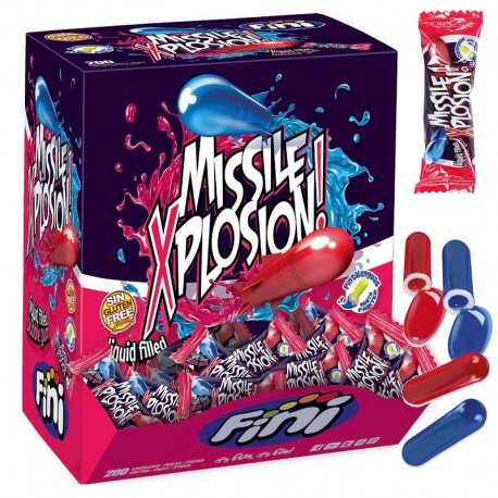 Bubble gum Missiles Xplosion (colorent la langue) Fini - boîte de 200