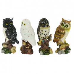 Chouettes en résine 13cm lot de 4