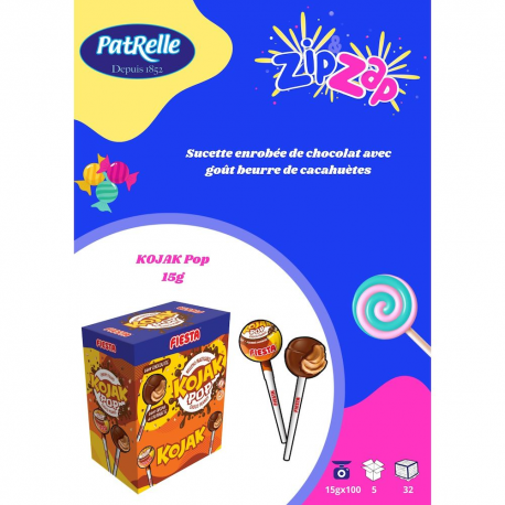 Sucettes kojak chocolat beurre de cacahuètes par 100