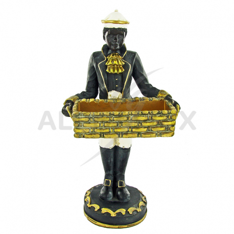 Figurine coloniale avec panier ouvert h: 23cm
