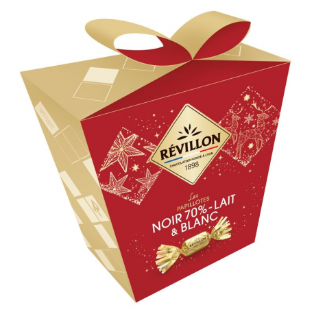 ~Pochette papillotes noir 70%, lait et blanc 300g Révillon