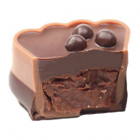 Chocolats forme "gâteau" ganache fondante perles crisp vrac kg