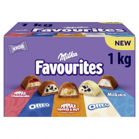 Milka Favourites Bouchées 8g assorties en boîte de 1kg (108 pièces)
