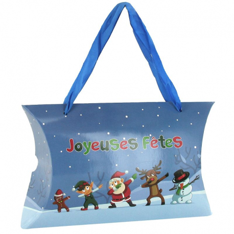 Etui cadeau avec anses ruban décor Noël 22x15cm