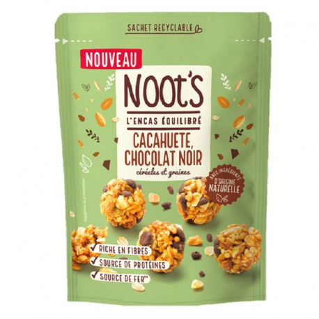 ~NOOT'S bouchées aux céréales & graines Cacahuètes Pépites de chocolat 40g