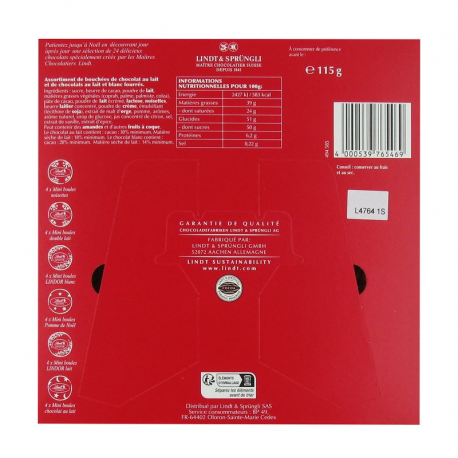 ~Calendrier de l'Avent Joyeux Noël lait Lindt 115g