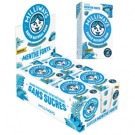 ~Milliways Gum sans sucres menthe forte - 10 dragées