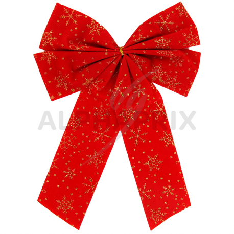 Noeud déco rouge et paillettes - 32x23cm