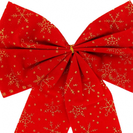 Noeud déco rouge et paillettes - 32x23cm