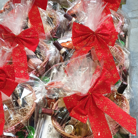 Noeud déco rouge et paillettes - 32x23cm