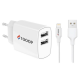 Kit Chargeur secteur 2 ports USB + câble USB-A vers Lightning (Apple)