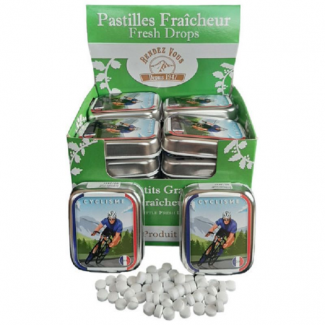Pastilles menthe forte sans sucre décor cyclisme