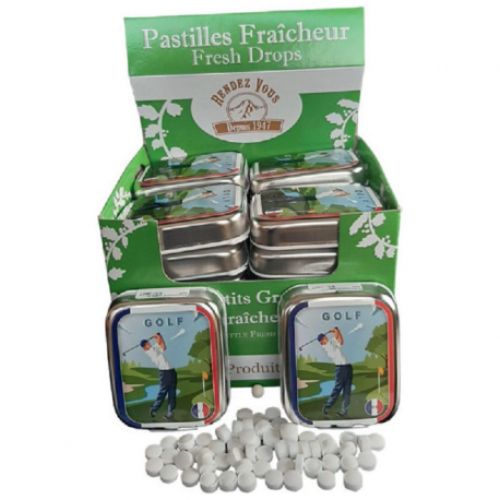 Pastilles menthe forte sans sucre décor golf