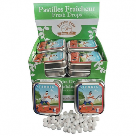 Pastilles menthe forte sans sucre décor Tennis