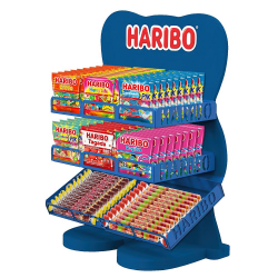 Présentoir Goldbears Bleu 8 paniers : 6 mini sachets et Mega roulettes